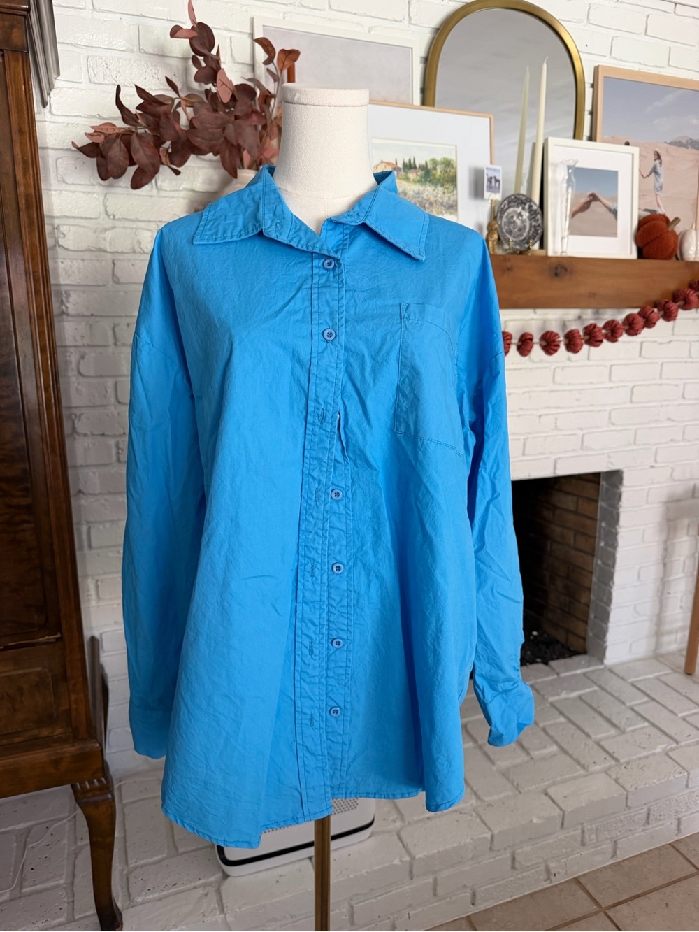 Princess Polly Bright Blue Oversized Button-Down Shirt